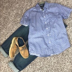Men’s Blue and White Costal Button Down